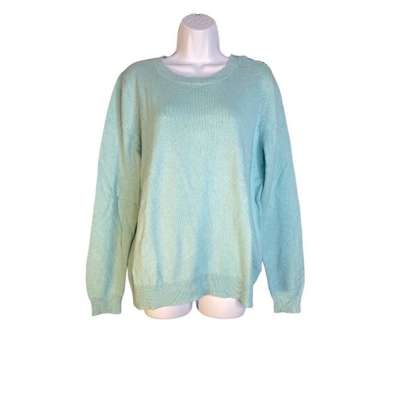 1901 Womens Green Evergreen‎ Shoulder Button Cotton Wool Blend Sweater Sz XL - Picture 1 of 7